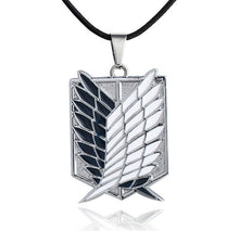 Load image into Gallery viewer, Japanese Anime Attack on Titan Necklace Wings of Liberty Shingeki No Kyojin Leather Chain Gold Silver Pendant Accessories Women

