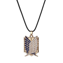 Load image into Gallery viewer, Japanese Anime Attack on Titan Necklace Wings of Liberty Shingeki No Kyojin Leather Chain Gold Silver Pendant Accessories Women
